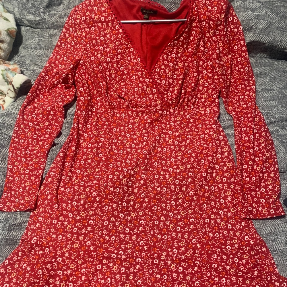 Red floral dress